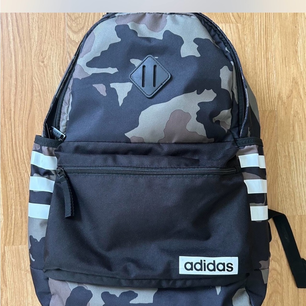 Adidas Black and Gray Camouflage Backpack